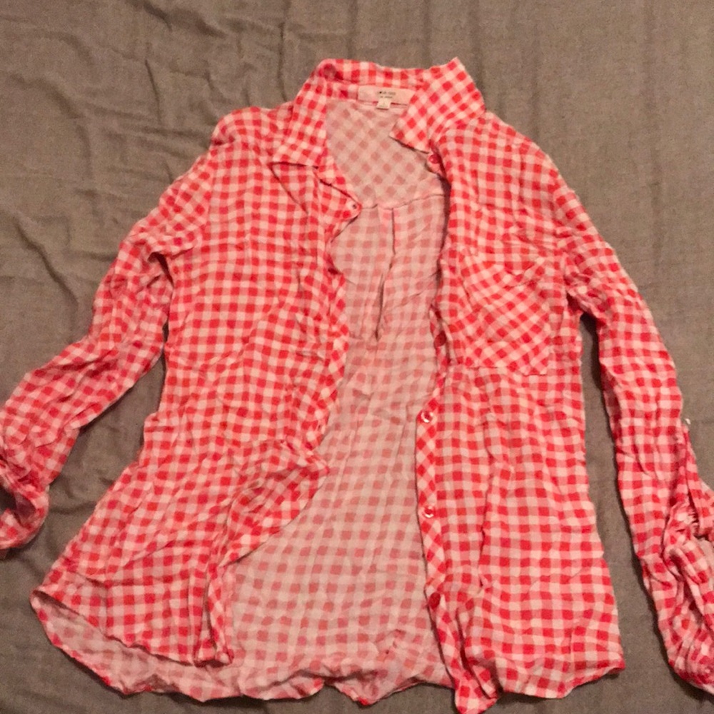 Plaid Button Down Blouse